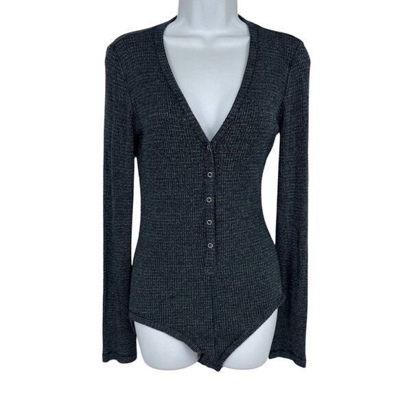 Free People Long Sleeve Snap Front Keep Your Cool Thermal Bodysuit Women’s Sz S - Picture 1 of 10